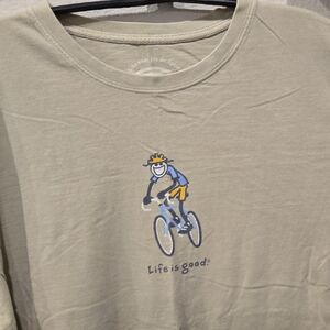 LIFE IS GOOD Men's Light Tan Cycling Graphic Tee (L)
